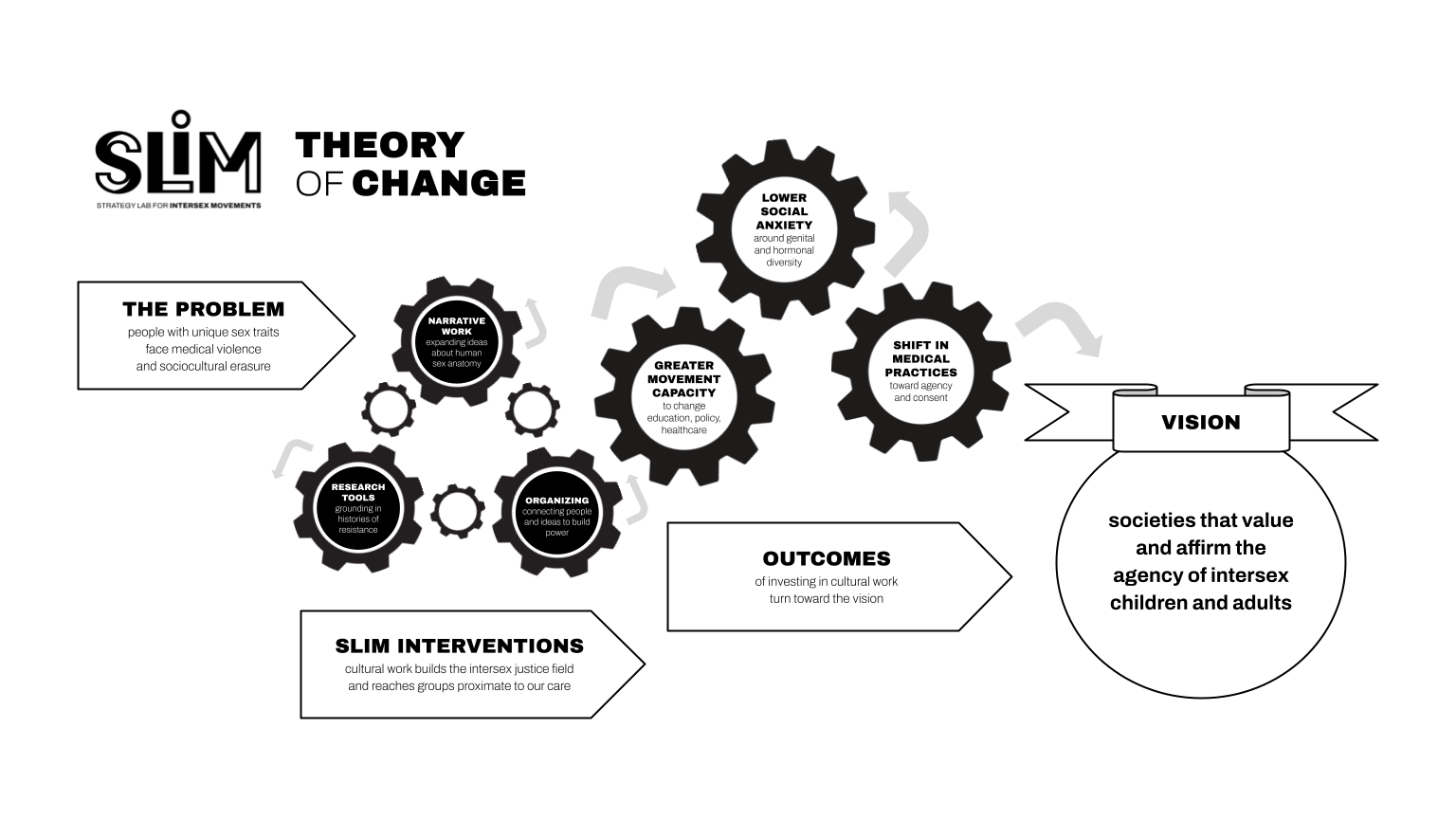 Image diagram of SLIM's theory of change with each part labeled. For text, see the PDF download below.